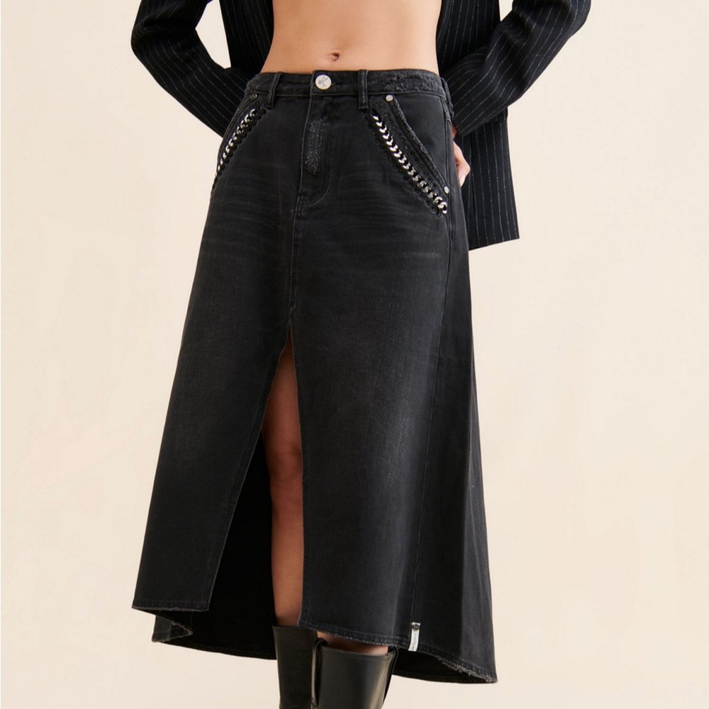 Free People x One Teaspoon Black Midi Skirt